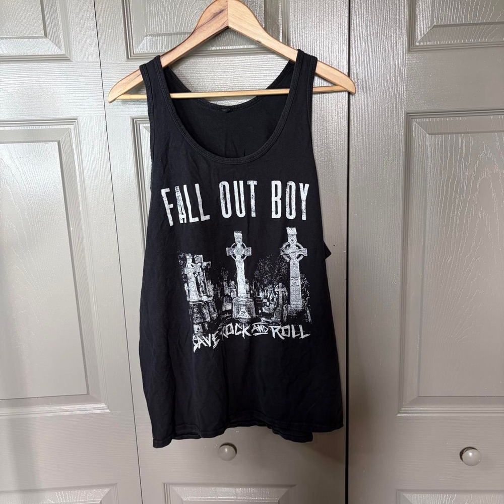 Fall Out Boy Save Rock and Roll Black Tank Top XL Cemetery Graphic Mens Tank